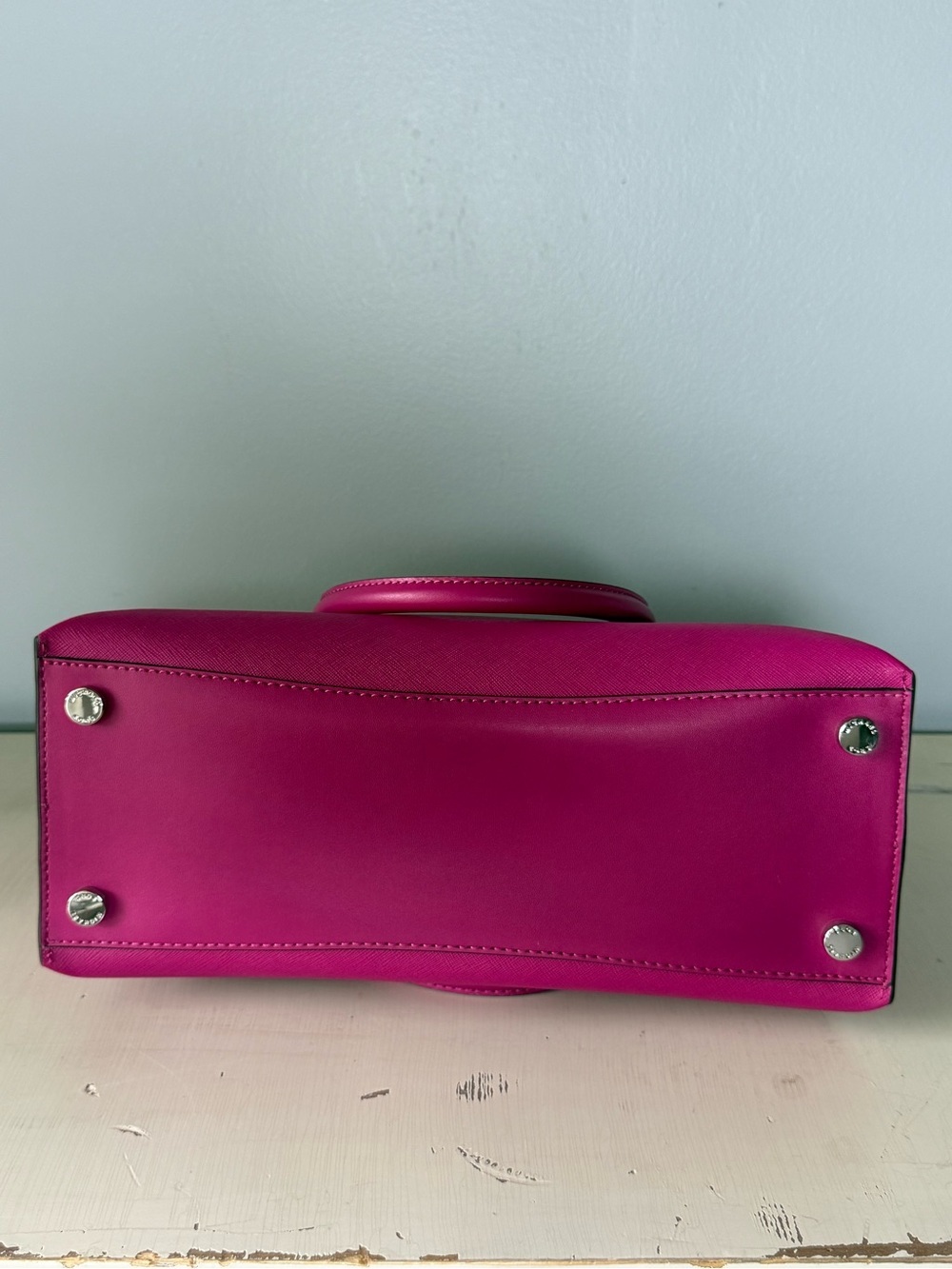 Michael Kors Ruby Medium Leather Satchel, Deep Fuchsia • New with tags - Picture 4 of 9